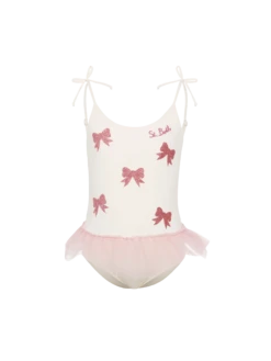 MC2 Saint Barth Dancer One-piece Swimsuit With Tulle Ruffle And Glittered Bows