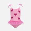 MC2 Saint Barth Dancer One-piece Swimsuit With Tulle Ruffle And Glittered Hearts 1 MC2 Saint Barth Dancer One-piece Swimsuit With Tulle Ruffle And Glittered Hearts -MC2 Saint Barth Store UID DANC000104920H GIRL ONE PIECE PINK SOLID COLOR 01