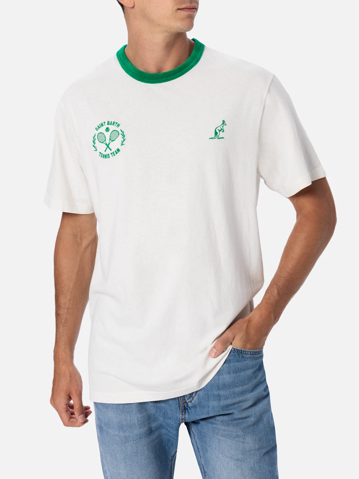 MC2 Saint Barth Man White Cotton T-shirt Dover With Australian Embroidery | AUSTRALIAN BRAND SPECIAL EDITION 3 MC2 Saint Barth Man White Cotton T-shirt Dover With Australian Embroidery | AUSTRALIAN BRAND SPECIAL EDITION