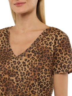 Alternative view of MC2 Saint Barth Linen Jersey V-neck T-shirt Eloise With Animalier Print