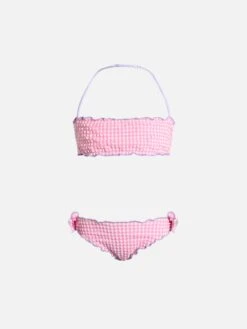 MC2 Saint Barth Girl Seersucker Classic Bandeau Bikini Emy With Gingham Print