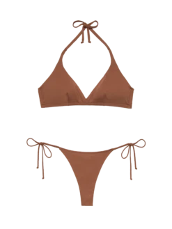MC2 Saint Barth Gaia Norah Brown Bikini With Triangle Top And Cheeky Swim Briefs