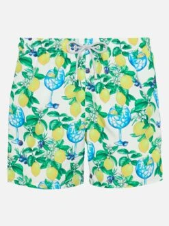 MC2 Saint Barth Mid-length Gustavia Swim-shorts With Gin And Lemons Print