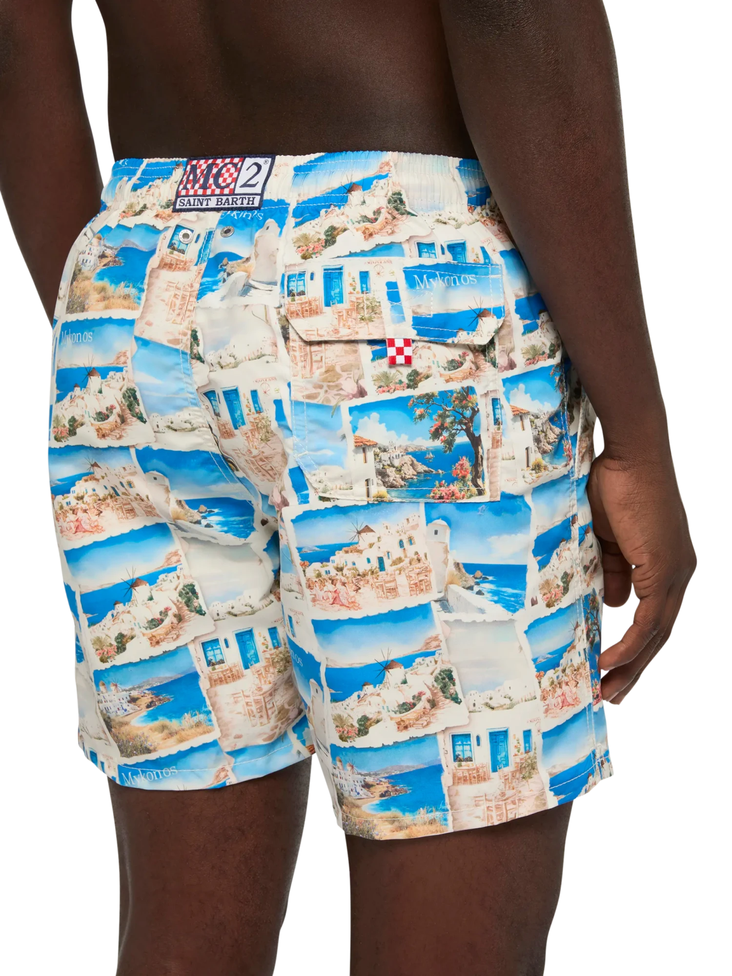 MC2 Saint Barth Mid-length Gustavia Swim-shorts With Mykonos Postcard Print | AI CO-CREATED DESIGN BY RICKDICK - POWERED BY RED-EYE 8 MC2 Saint Barth Mid-length Gustavia Swim-shorts With Mykonos Postcard Print | AI CO-CREATED DESIGN BY RICKDICK - POWERED BY RED-EYE - Image 6