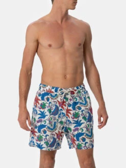 MC2 Saint Barth Man Mid-length Linen Swim-shorts Gustavia With Flower Print 10 MC2 Saint Barth Man Mid-length Linen Swim-shorts Gustavia With Flower Print -MC2 Saint Barth Store UID GUS000804232F MAN SWIMSHORT WHITE LINEN 1