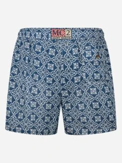 Alternative view of MC2 Saint Barth Man Mid-length Linen Swim-shorts Gustavia With Majolica Print