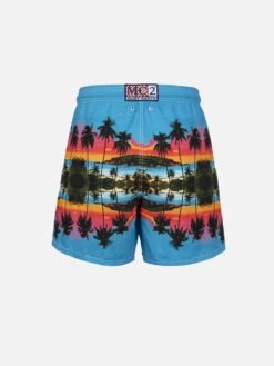 Alternative view of MC2 Saint Barth Man Mid-length Gustavia Swim-shorts With Palms Landscape Placed Print|AI CO-CREATED DESIGN BY RICKDICK - POWERED BY RED-EYE