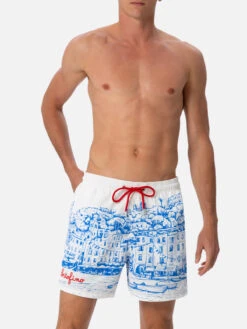 MC2 Saint Barth Man Mid-length Gustavia Swim-shorts With Portofino Placed Print 10 MC2 Saint Barth Man Mid-length Gustavia Swim-shorts With Portofino Placed Print -MC2 Saint Barth Store UID GUS000901007F MAN SWIMSHORT WHITE 01