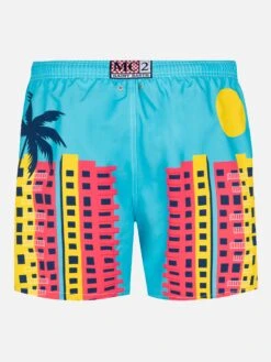 Alternative view of MC2 Saint Barth Mid-length Gustavia Swim-shorts With Miami Postcard Placed Print