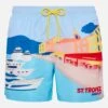 MC2 Saint Barth Mid-length Gustavia Swim-shorts With St. Tropez Postcard Placed Print 1 MC2 Saint Barth Mid-length Gustavia Swim-shorts With St. Tropez Postcard Placed Print -MC2 Saint Barth Store UID GUS000902664H MAN SWIMSHORT BLUE POSTCARD PLACES 5