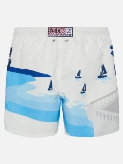 Alternative view of MC2 Saint Barth Mid-length Gustavia Swim-shorts With Cannes Postcard Placed Print