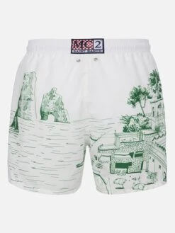 Alternative view of MC2 Saint Barth Mid-length Gustavia Swim-shorts With Faraglioni Placed Print