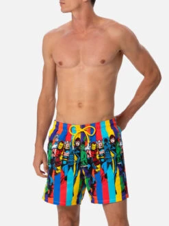 MC2 Saint Barth Man Mid-length Gustavia Swim-shorts With Marvel Characters Placed Print| MARVEL SPECIAL EDITION -MC2 Saint Barth Store UID GUS000904282F MAN SWIMSHORT WHITE MARVEL 01