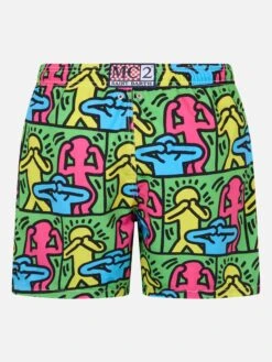 Alternative view of MC2 Saint Barth Man Mid-length Gustavia Swim-shorts With Keith Haring Design Placed Print| KEITH HARING SPECIAL EDITION