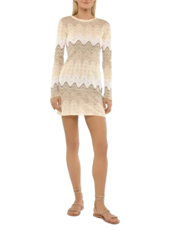 MC2 Saint Barth Imany Raschel Mini Dress In Gold Hues
