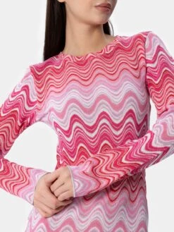 Alternative view of MC2 Saint Barth Woman Raschel Knit Pink Short Dress Imany