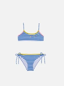 MC2 Saint Barth Girl Bralette Bikini With Navy Blue Striped