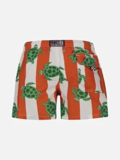 Alternative view of MC2 Saint Barth Boy Mid-length Jean Swim-shorts With Sea Turtle Print