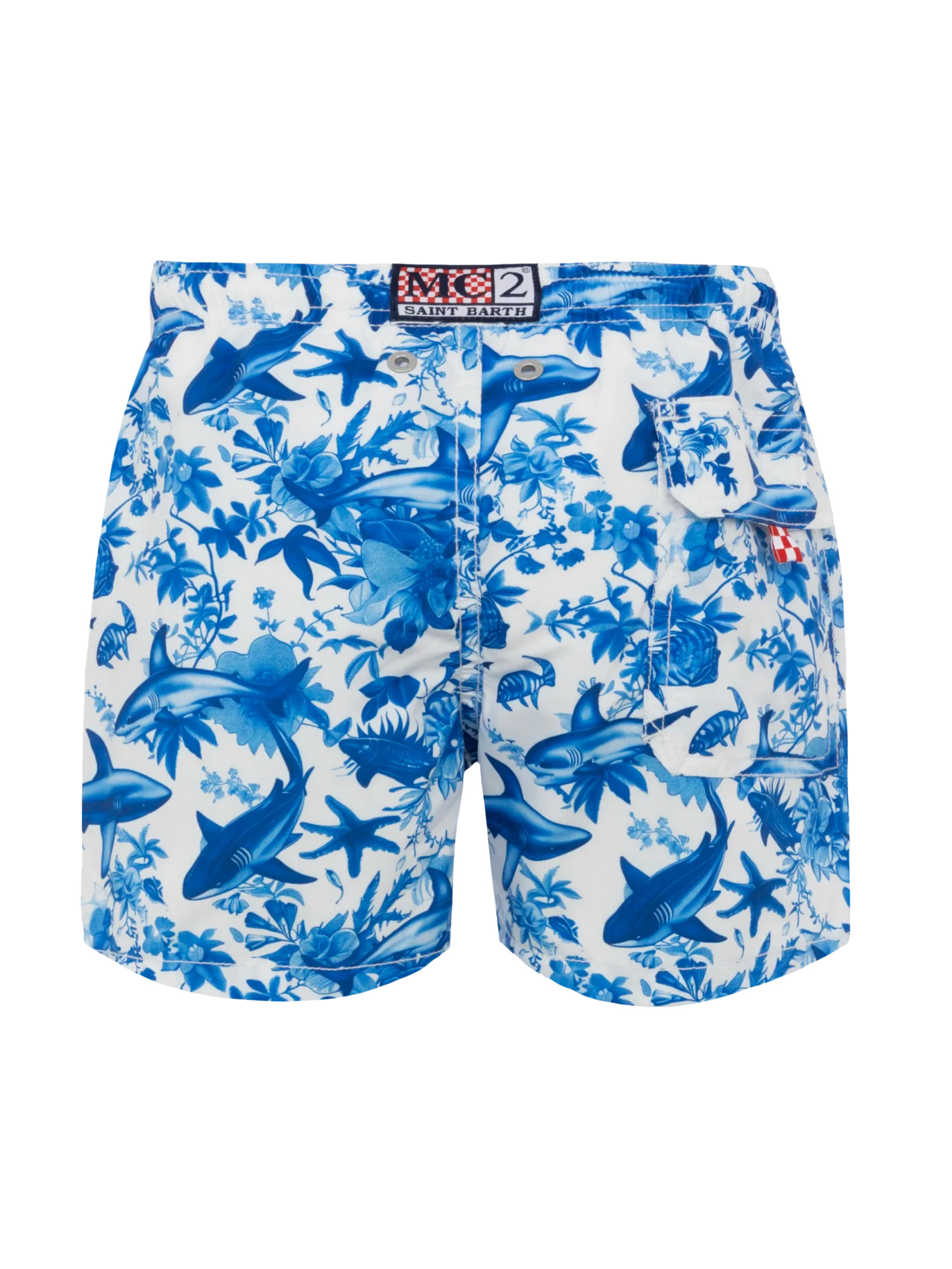 MC2 Saint Barth Jean Mid-length Swim Shorts With Shark Toile De Jouy Print | AI CO-CREATED DESIGN BY RICKDICK - POWERED BY RED-EYE 4 MC2 Saint Barth Jean Mid-length Swim Shorts With Shark Toile De Jouy Print | AI CO-CREATED DESIGN BY RICKDICK - POWERED BY RED-EYE - Image 2