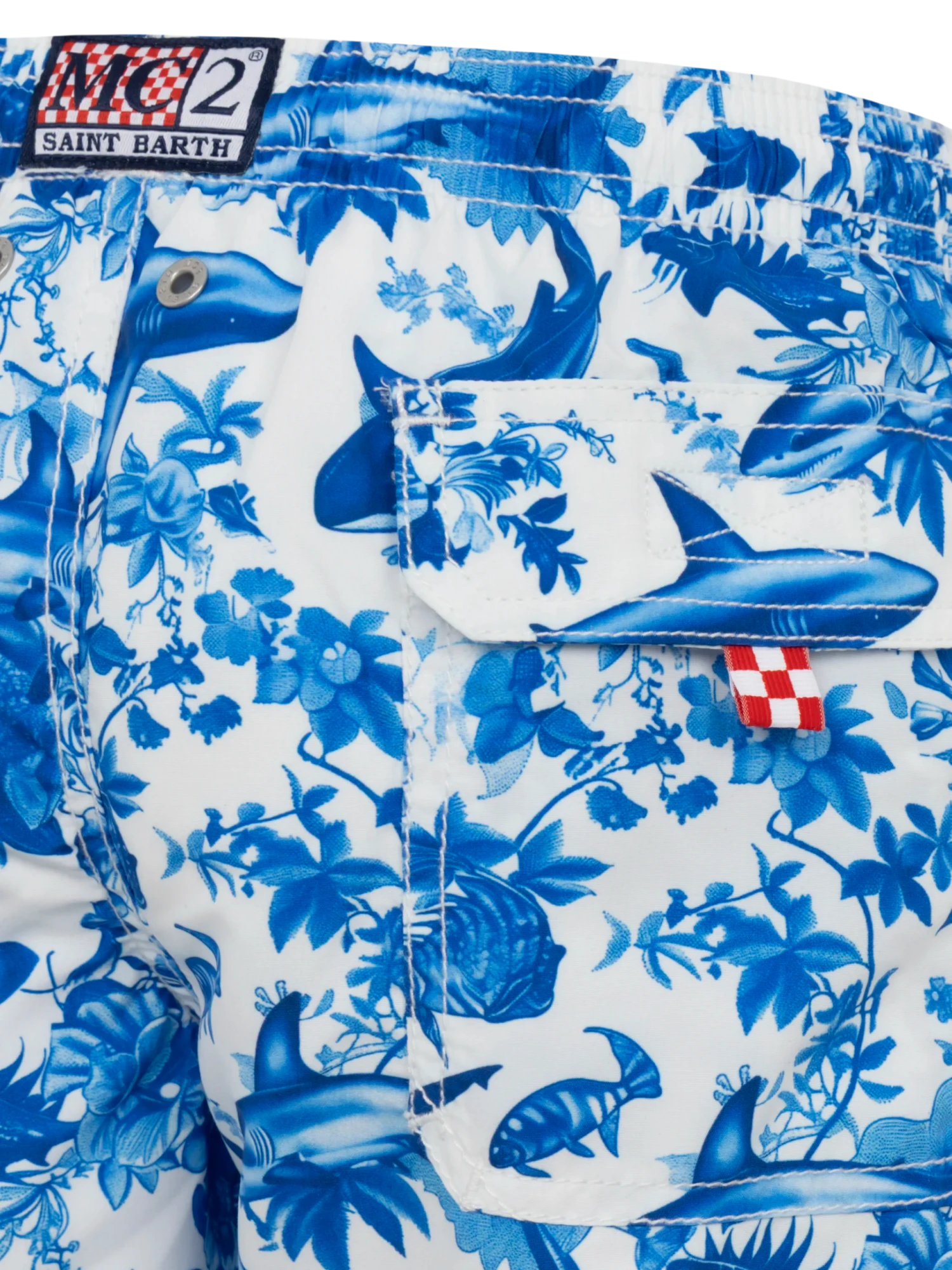 MC2 Saint Barth Jean Mid-length Swim Shorts With Shark Toile De Jouy Print | AI CO-CREATED DESIGN BY RICKDICK - POWERED BY RED-EYE 5 MC2 Saint Barth Jean Mid-length Swim Shorts With Shark Toile De Jouy Print | AI CO-CREATED DESIGN BY RICKDICK - POWERED BY RED-EYE - Image 3