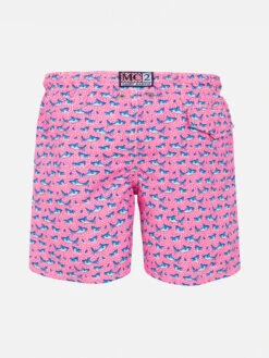 Alternative view of MC2 Saint Barth Boy Light Fabric Swim Shorts With Sharks Print