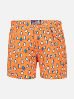 Alternative view of MC2 Saint Barth Boy Light Fabric Swim Shorts With Penguins Print