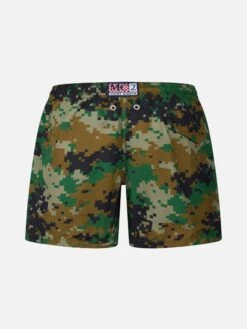 Alternative view of MC2 Saint Barth Boy Lightweight Fabric Swim-shorts Jean Lighting With Pixel Camouflage Print