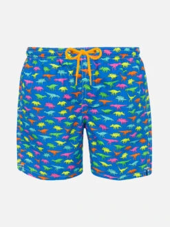 MC2 Saint Barth Boy Swim Shorts With Multicolor Dinosaur Print