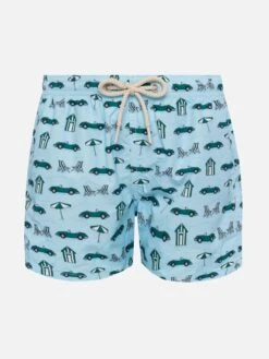 MC2 Saint Barth Jean Lighting Lightweight Fabric Swim Shorts With Forte Beach Cabana Print