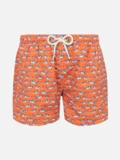 MC2 Saint Barth Jean Lighting Lightweight Fabric Swim Shorts With Shark Print