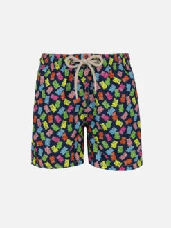 MC2 Saint Barth Boy Lightweight Fabric Swim-shorts Jean Lighting With Candy Bears Print