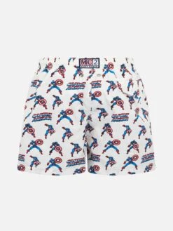 Alternative view of MC2 Saint Barth Boy Lightweight Fabric Swim-shorts Jean Lighting With Captain America Print | MARVEL SPECIAL EDITION
