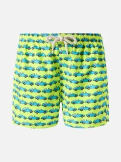 MC2 Saint Barth Jean Lighting Lightweight Fabric Swim Shorts With Car Print