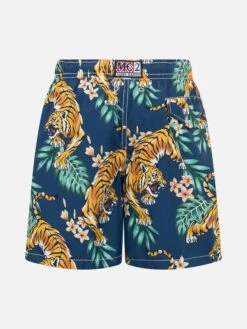 Alternative view of MC2 Saint Barth Boy Lightweight Fabric Swim-shorts Jean Lighting With Tropical Print