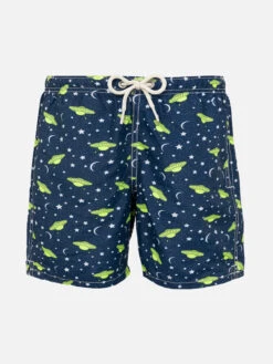MC2 Saint Barth Boy Light Fabric Swim Shorts With UFO Print
