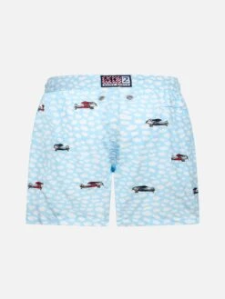 Alternative view of MC2 Saint Barth Boy Lightweight Fabric Swim-shorts Jean Lighting With Airplanes Embroidery