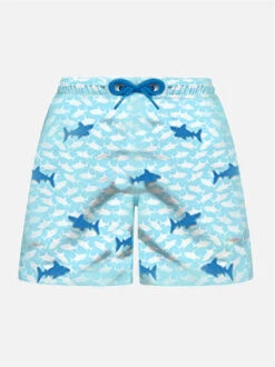 MC2 Saint Barth Boy Swim Shorts With Embroidered Sharks