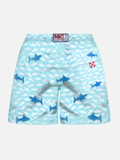 Alternative view of MC2 Saint Barth Boy Swim Shorts With Embroidered Sharks