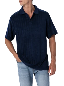 MC2 Saint Barth Man Ribbed Blue Terry Polo Shirt Jeremy
