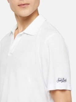 MC2 Saint Barth Jeremy White Terry Buttonless Polo Shirt -MC2 Saint Barth Store UID JER000101387H MAN POLOSHIRT WHITE PLAIN.COLOR mc2 2