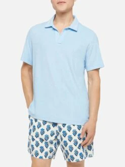MC2 Saint Barth Jeremy Light Blue Terry Buttonless Polo Shirt