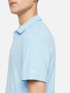 Alternative view of MC2 Saint Barth Jeremy Light Blue Terry Buttonless Polo Shirt