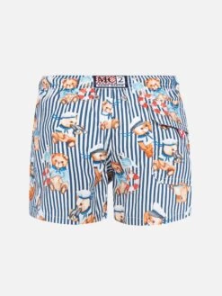 Alternative view of MC2 Saint Barth Boy Cotton Swim Shorts With Sailor Bear Print