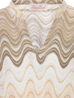 MC2 Saint Barth Jumeira Jr Gold Raschel Knit Short Dress -MC2 Saint Barth Store UID JUM00100187H GIRL BEACHROBE BEIGE CHEVRON 20250407083500 03