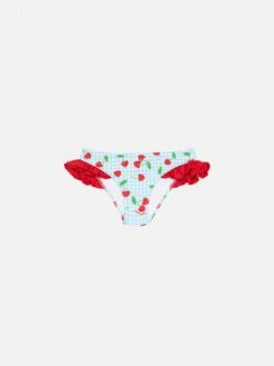 MC2 Saint Barth Kelly Ruffled Swim Briefs With Cherry And Gingham Print