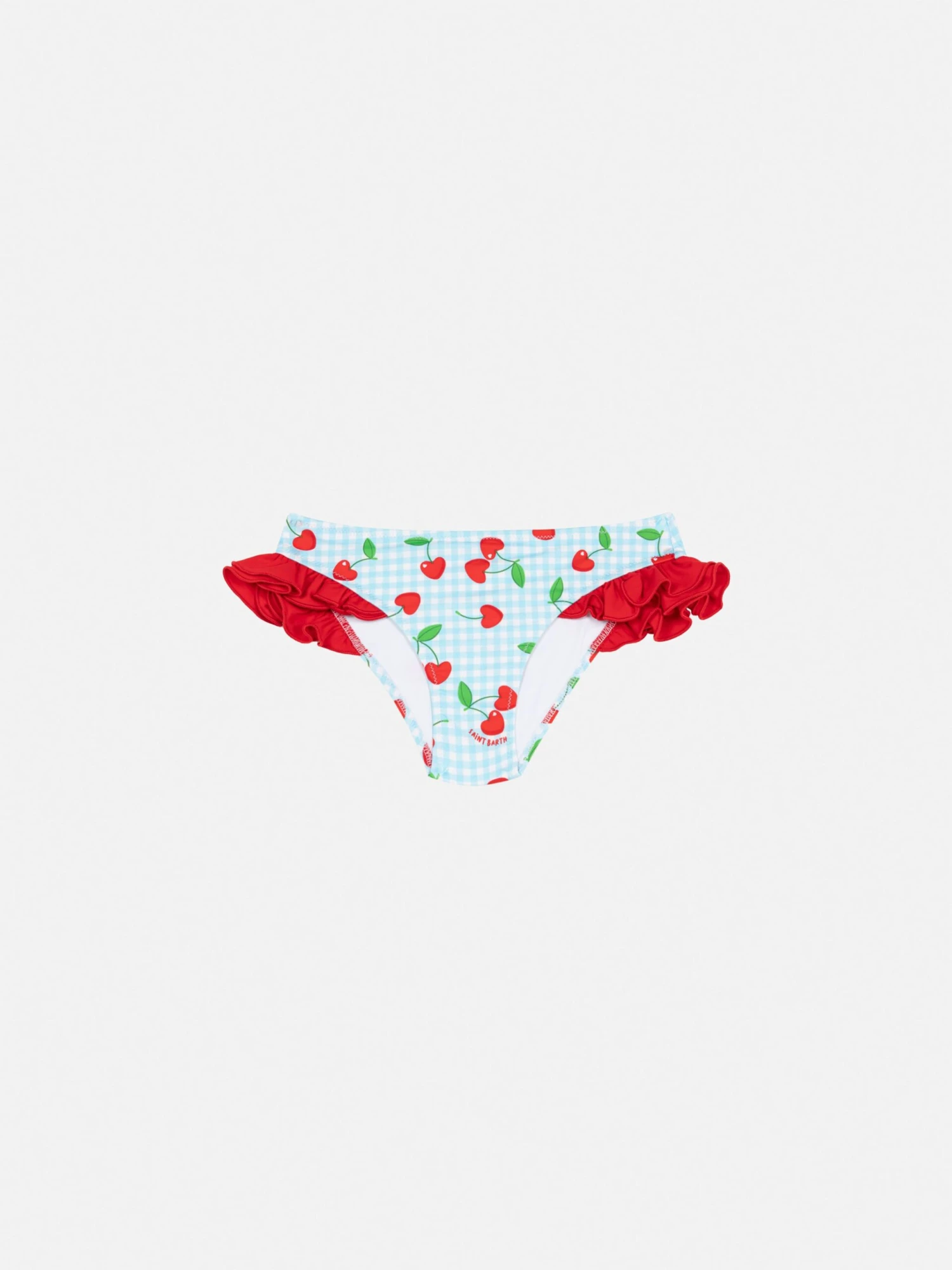 MC2 Saint Barth Kelly Ruffled Swim Briefs With Cherry And Gingham Print 3 MC2 Saint Barth Kelly Ruffled Swim Briefs With Cherry And Gingham Print