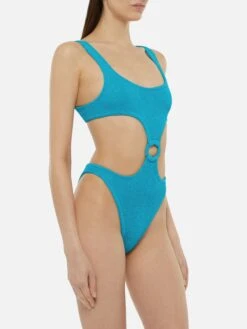 Alternative view of MC2 Saint Barth Laurel Crinkle Teal Cut-out One-piece Swimsuit