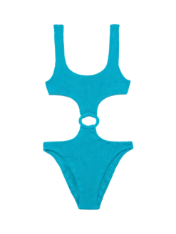 MC2 Saint Barth Laurel Crinkle Teal Cut-out One-piece Swimsuit