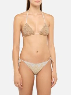 Alternative view of MC2 Saint Barth Traingle Bikini Leah Virgo In Beige Raschel Knit