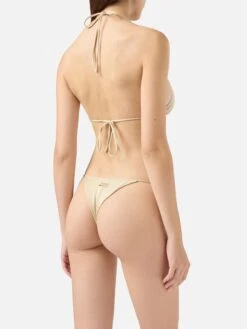 MC2 Saint Barth Jodene Shimmer Gold Cheeky Swim Briefs - Leah Shimmer Gold Triangle Top Swimsuit 10 MC2 Saint Barth Jodene Shimmer Gold Cheeky Swim Briefs - Leah Shimmer Gold Triangle Top Swimsuit -MC2 Saint Barth Store UID LEH000101523H WOMAN TOPBIKINI YELLOW 0 0 3